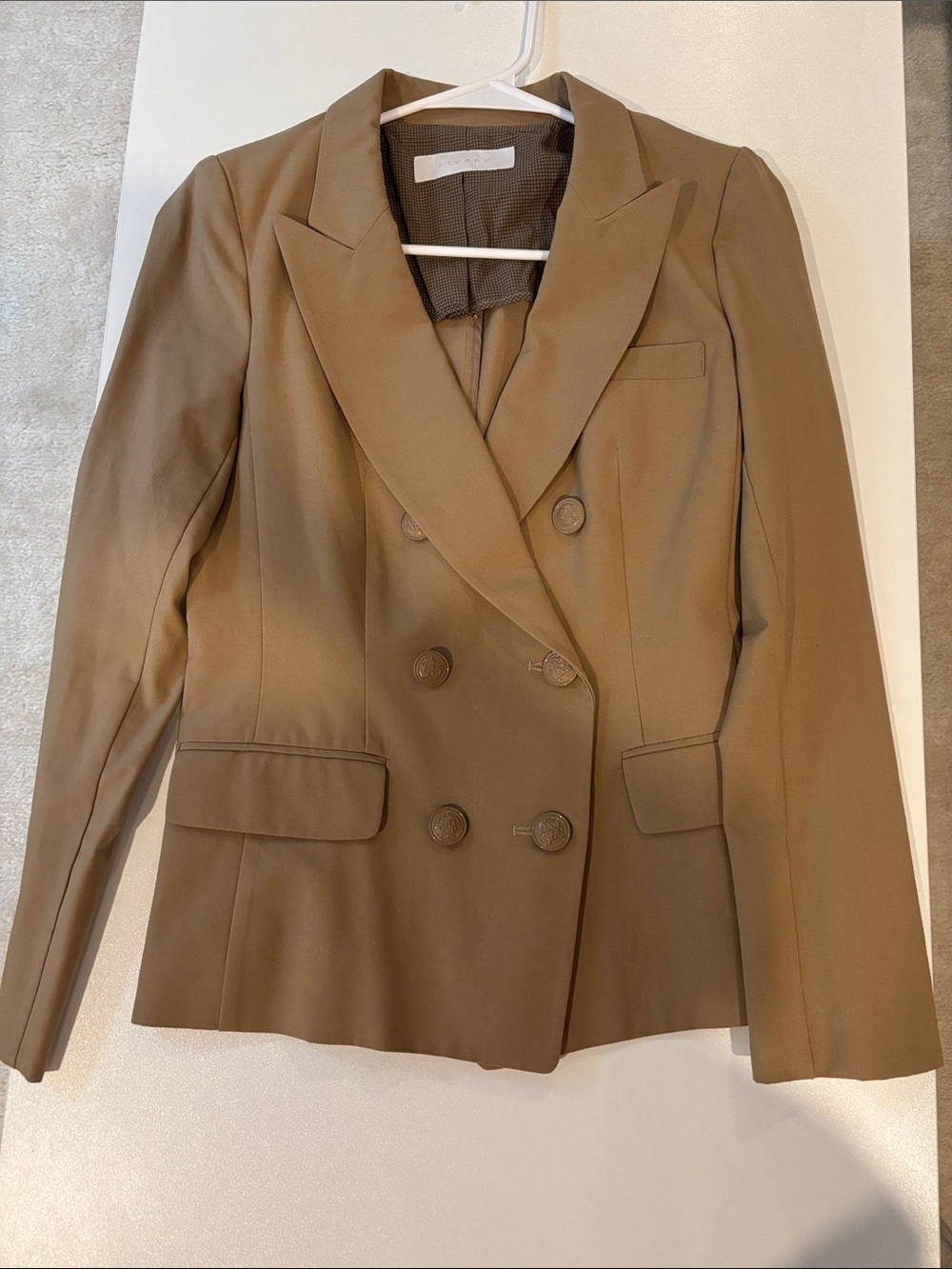 Double-Breasted Women's Blazer Jacket - Brown